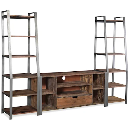 Reclaimed Wood Entertainment Unit with Open Shelving